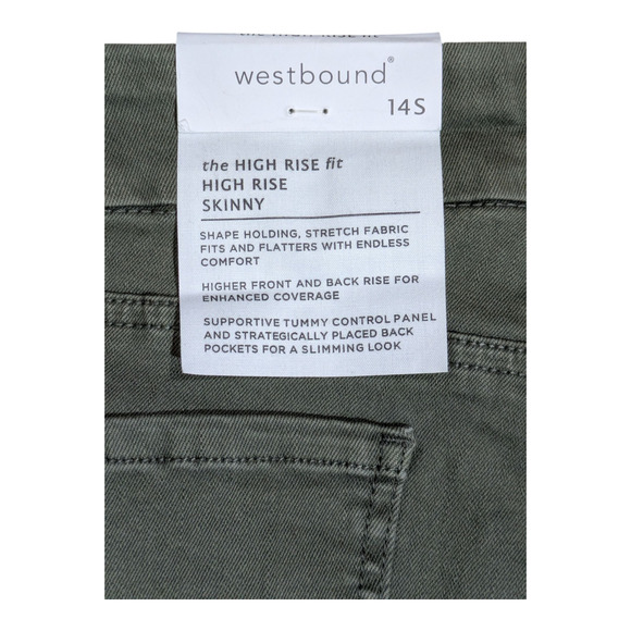 westbound woman - Olive Green - High Rise Skinny Jean - Size 14S - New with Tags - Picture 7 of 8